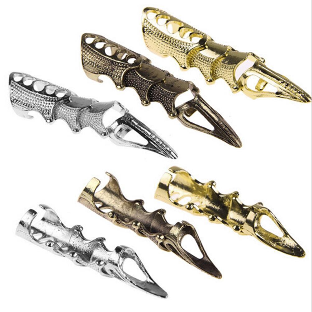 Vogue Punk Ring Rock Scroll Joint Armor Knuckle Metal Full Finger Claw Ring Cool