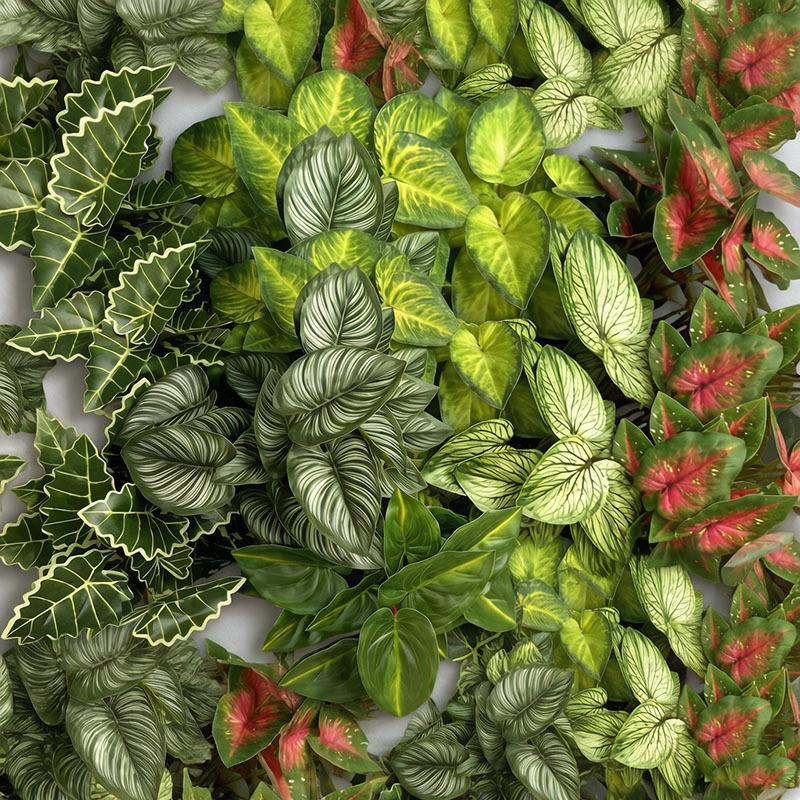 10pcs Hotel Decorative Plastic Simulation Apple Leaf Plant Restaurant Decoration Artificial 24 Leaves Alocasia Green Plants