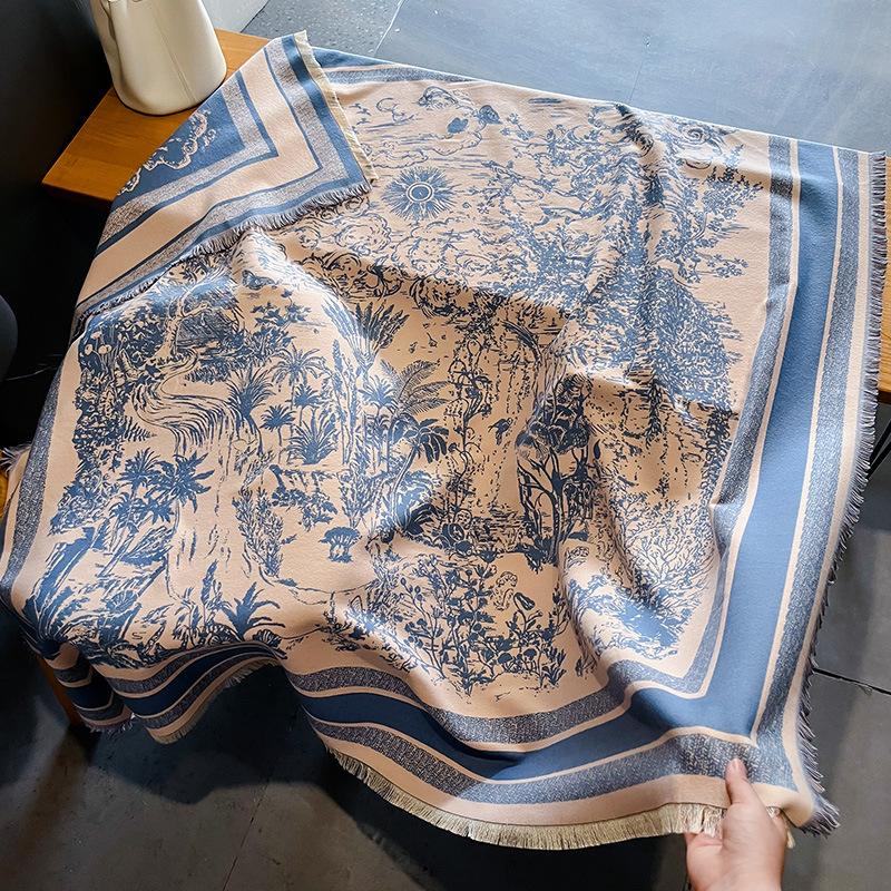 New Elegance Cashmere Warm Scarf For Women Winter Thick Blanket Wraps Two-sided Bufanda Echarpe Pashmina Luxury Print Shawl