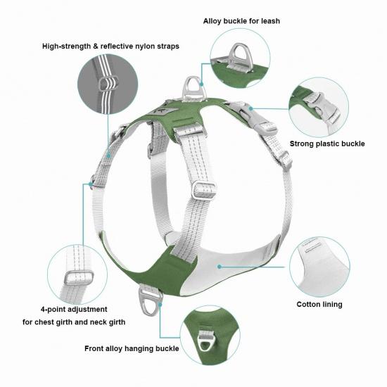Vestă reflectorizantă pentru ham pentru câini de companie, fără tragere, guler reglabil pentru dresaj pentru câini pentru câini de talie medie, husky, labrador