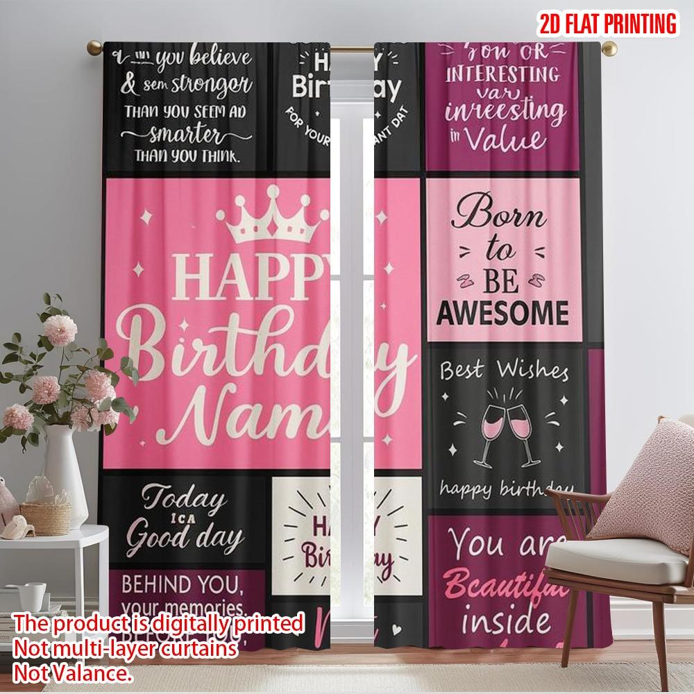 

2pcs,2D plane printing Curtains&Window Treatment Birthday Quilt Versatile Polyester Fabric (without rod) Outdoor Decorations for 52.50×116.00 CM 2pcs
