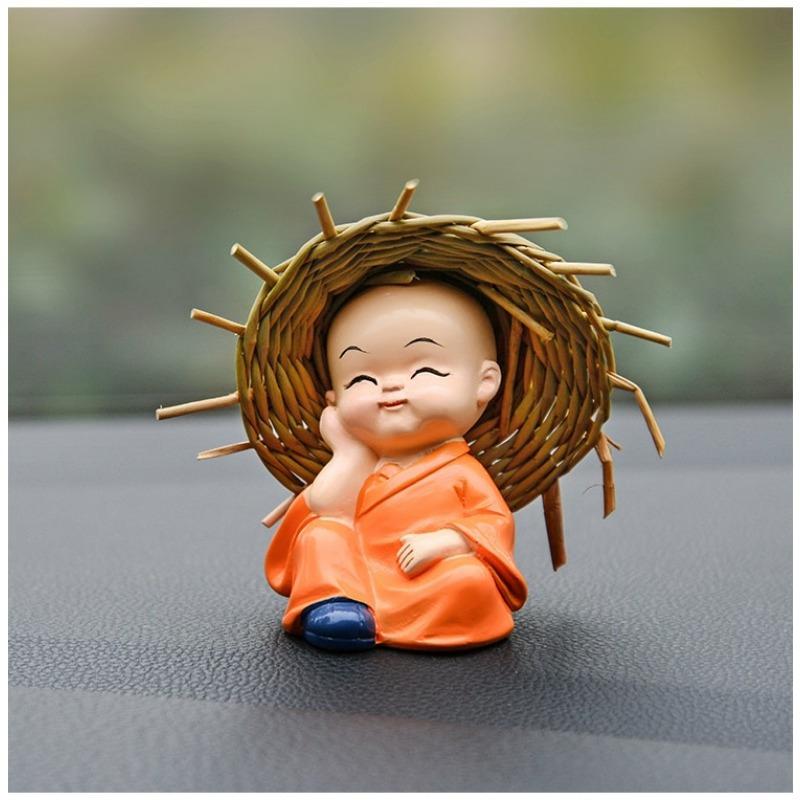 4pcs/set Lovely Small Kungfu Monks Maitreya Buddha Resin Handicrafts Monk