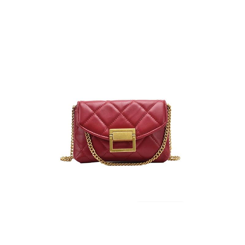 IELGY All-match PU Chain Trendy Fashion Crossbody Women s bag Square Rhombus Black