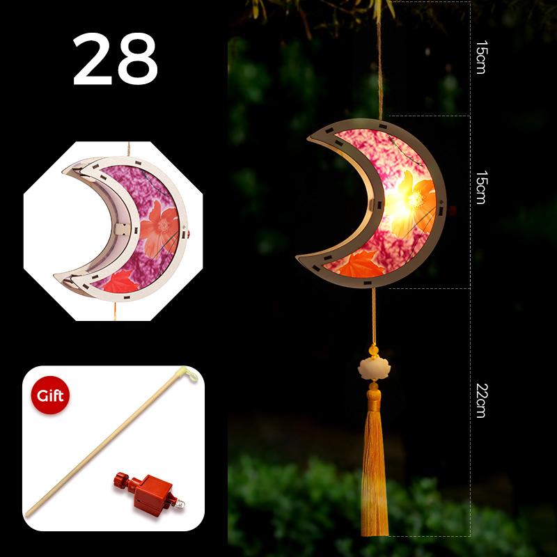 Mid-autumn Portable Lantern With Tassel Waterproof Chinese Antique Wood Carving Palace Light Lamp New Year Spring Festival Decor