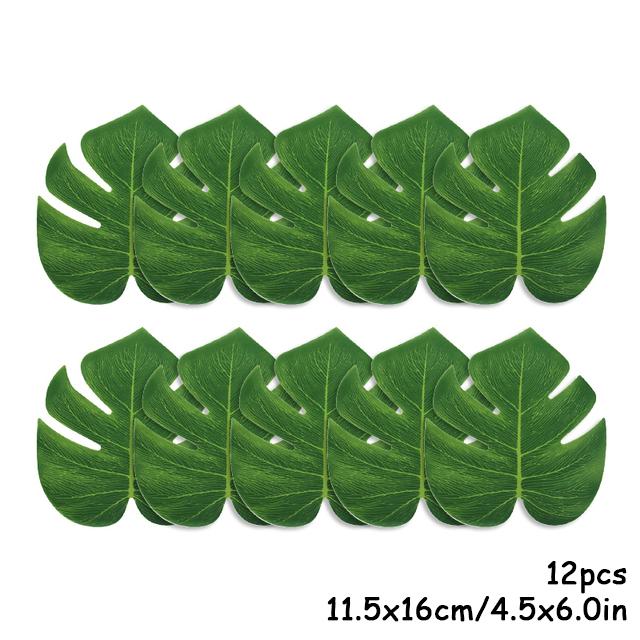 

12pcs Artificial Tropical Palm Leave Hawaiian Luau Safari Jungle Party Decoration Summer Wedding Birthday Table Decor Fake Plant