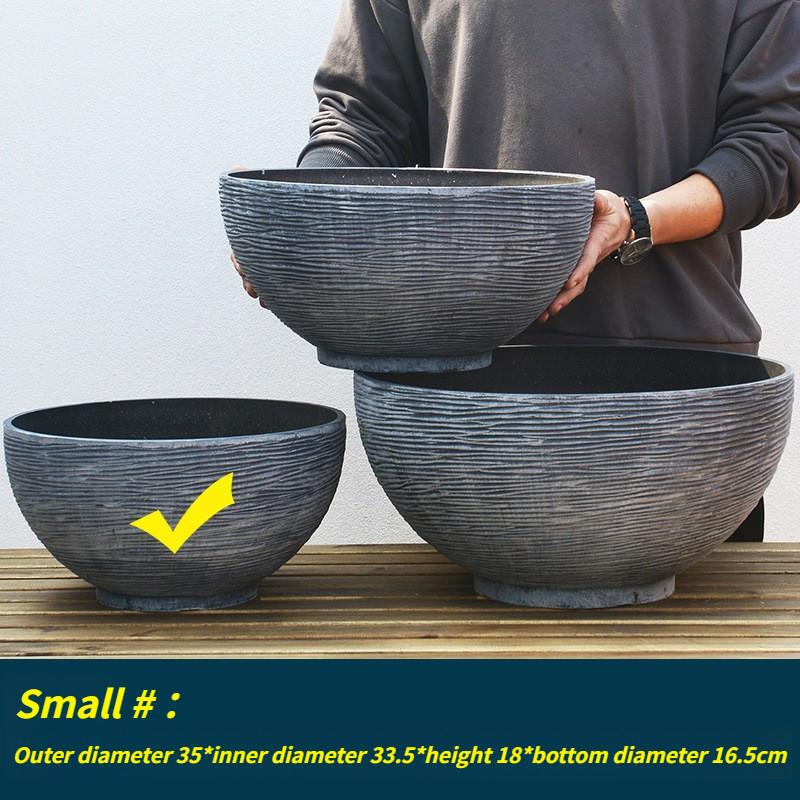 

Plastic Imitation Stone Extra Large Bowl Lotus Pot Non-porous Water Lily Lotus Pot Copper Coin Grass Money Grass Flower Pot style1