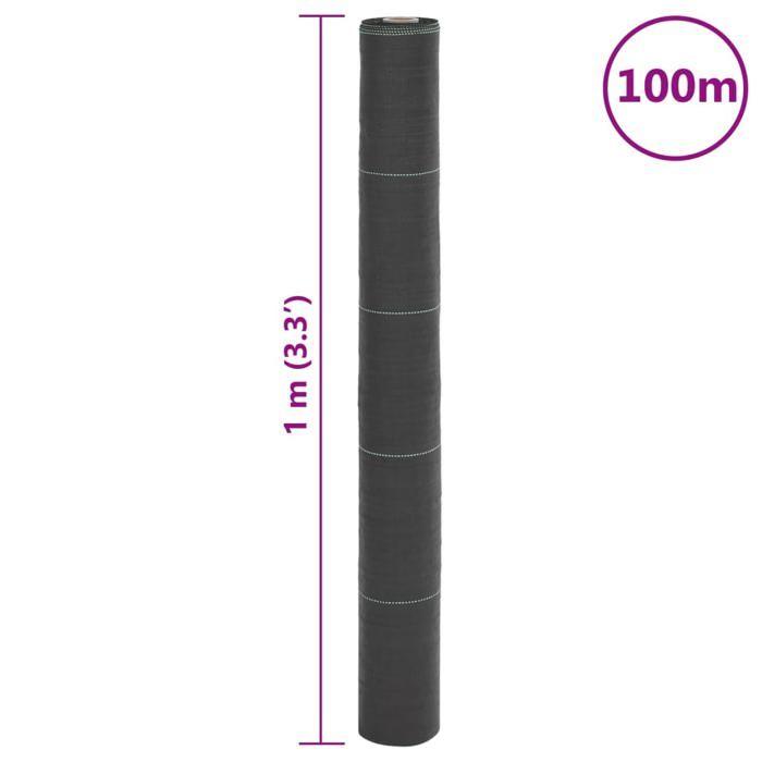 VidaXL Membrane anti-mauvaises herbes noir 1x100 m PP, tissu anti-mauvaises herbes, membrane de contrôle des mauvaises 4005217