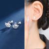 Korean Fashion Simple Silver Color Smooth Swan Screw Earrings For Women Girl Versatile Charm Daily Commuting Jewelry Accessories