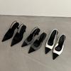 French Pointed High-heeled Shoes for Women In the Summer of 2025 New Color Blocking Style, Fashionable Toe Cap Sandals