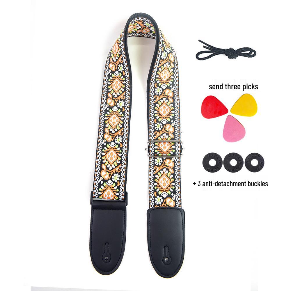 Thick Embroidered Universal Guitar Strap for Acoustic, Electric, and Wooden Guitars