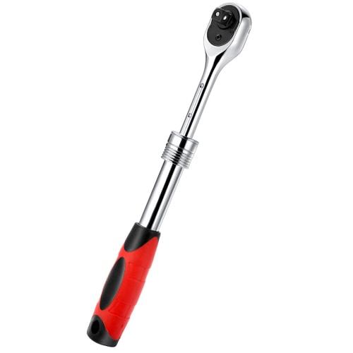 3/8-inch Square Socket Ratchet Wrench, Telescopic Quick Release Ratchet Drive, 72-Tooth, Reversible Enlarged Handle
