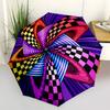 1pc Checkerboard AbstractArt Automatic Open/close Folding Umbrella, Compact Portable Travel Umbrella, Perfect Birthday/Christmas, Cute Umbre