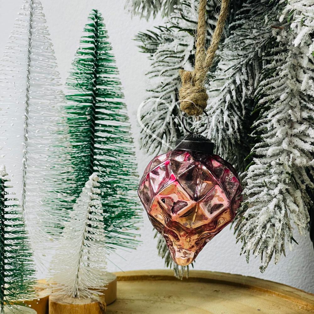 Set of Pink Shaped Baubles 4 Pcs In 5.00 X L 5.00 X H 5.00 Cm