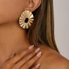 High-end Sunflower Alloy Earrings Irregular Geometric Metal Hammered Surface Ear Jewelry