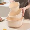 Double Layer Drain Basket Cream Style Food Grade Plastic Fruit Vegetable Washing Basin Space Saving for Household Kitchen