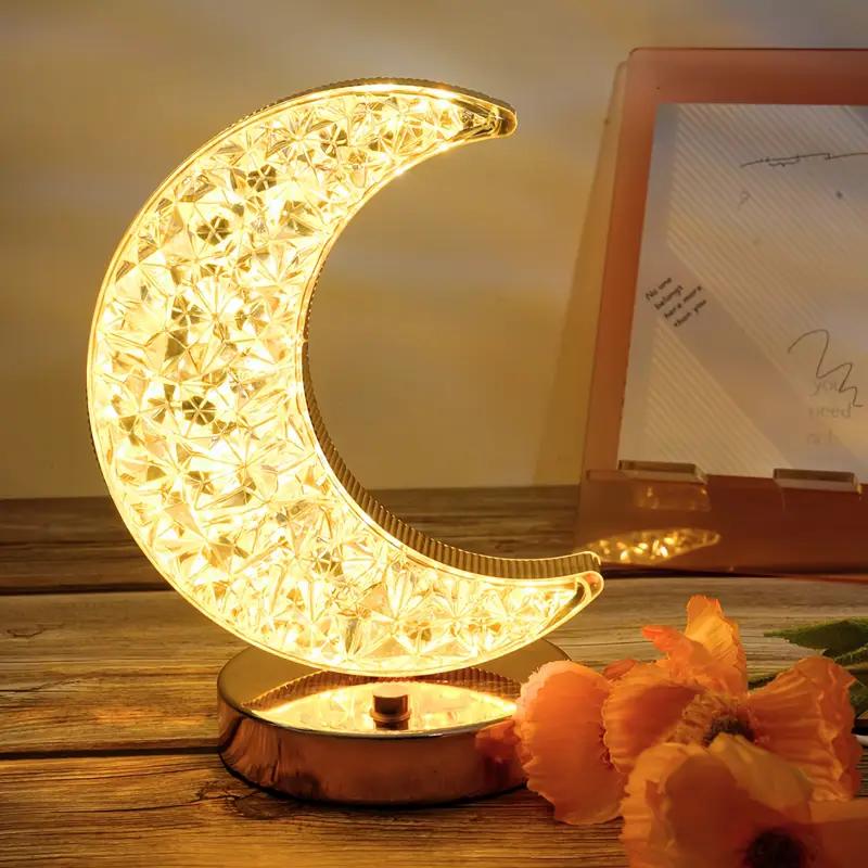 

Modern moon desk lamp, USB charging, touch adjustable 3-color dimming, bedroom bedside desktop decoration and gifts Gold теплый белый