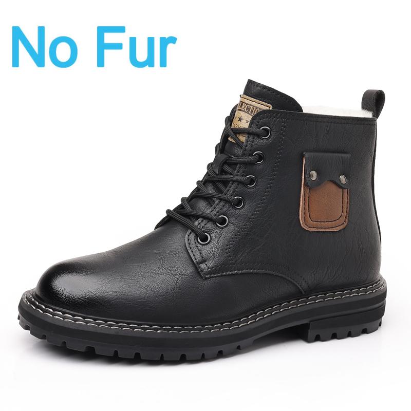 Fashion High Quality Leather Mens Boots Fashion Thick Bottom Outdoor Lace-up Walking Shoes Business Comfortable Mens Casual Boots