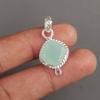 Aqua Chalcedon Anhänger, 925 Massiv Sterlingsilber Schmuck, Edelsteinanhänger, Geschenk für Sie Handgefertigter Zarter Schmuck