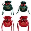 Durable Fabric Bags for Small Gifts Drawstring Christmas Candy Bags, Reusable Gift Wrap Holiday Celebration Holders Cute Eve Fruit Party Favor