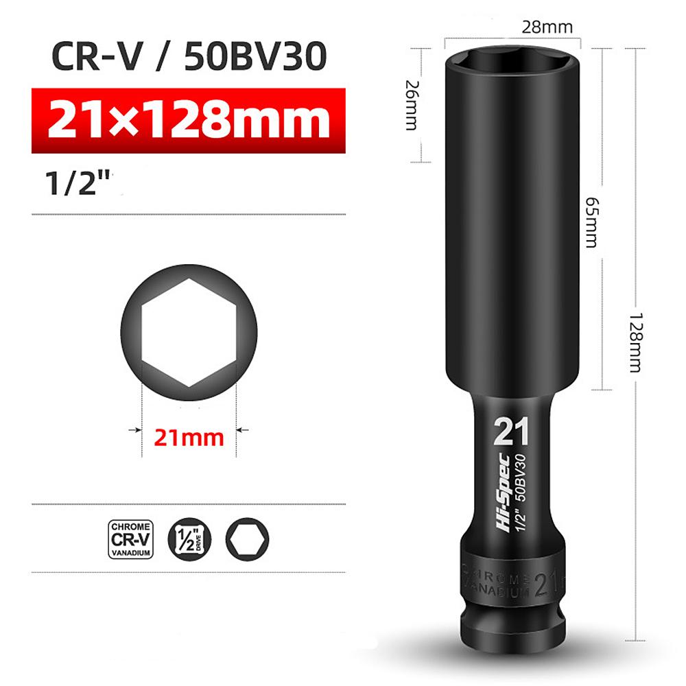 Clé à douille 1/2 tête hexagonale 8-24mm Adaptateur Clé Convertisseur Douille profonde Outils de retrait de pneu