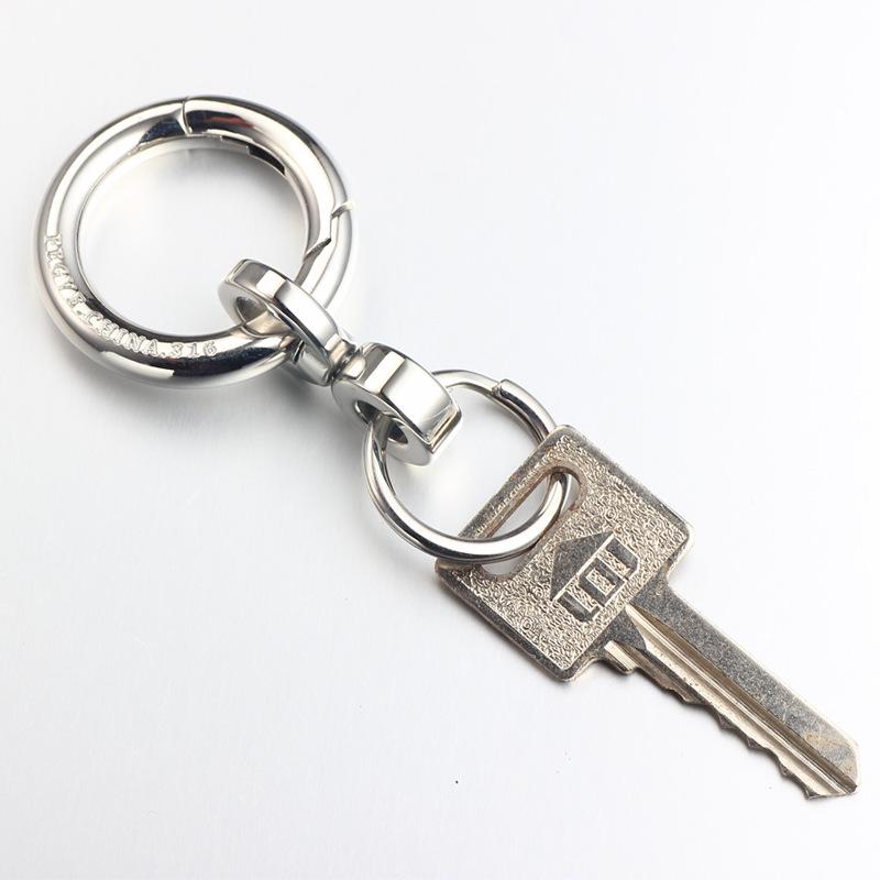 Handmade Titanium Stainless Steel Keychain with 360° Rotating Universal Joint and Buckle