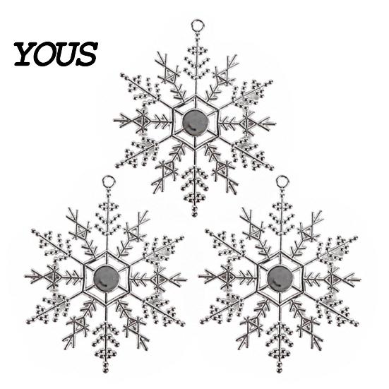 Three Dimensional Snowflake Hanging Ornaments 3Pcs Christmas Tree Snowflakes Ornaments, 10cm Glitter Plastic Holiday Party Decor for Decorations