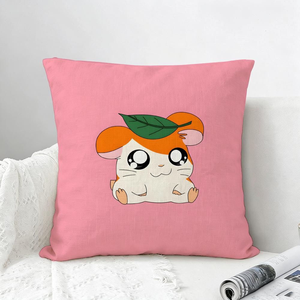 Anime Hamtaro Cushion Cover Natural Linen Pillowcase Set AllinOne Decor for Sofa Bedroom Chair