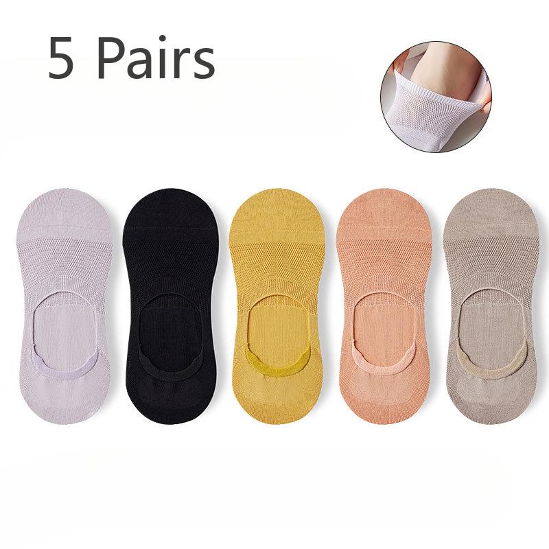 

5 пар женских летних тонких сетчатых хлопковых дезодорирующих невидимых носков-лодочек 5 pairs
