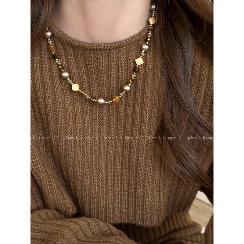 

Дофаминовое ожерелье-чокер из камней и жемчуга - Роскошный чокер из бусин 2025 для женщин