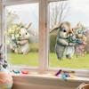 New Easter Flower Rabbit Sticker PVC Waterproof Festival Party Sticker Removable Self-Adhesive Wall Decal Wall Decoration