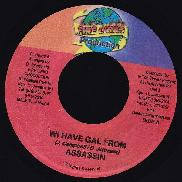 7inch Record ASSASSIN - Bun Them Now NONE Fire Links Prod 2004 Jamaica Reggae, Ska & Dub Used