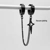 Boys' Star Ear Cuff: Stylish No-Piercing Black Chain with Four-Pointed Star Design, Cool Earring for Women.