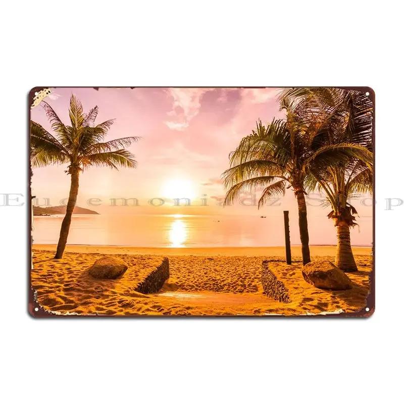 Beach Sunset Metal Sign Party Party Plates Pub Printing Wall Decor Tin Sign Poster 20x30cm（7.8x11.8inch）