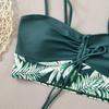 Bikini z wysokim stanem Damskie Vintage Kwiatowy Wzór Plisowany Sznurek Push-Up Patchwork Kostium Kąpielowy Duży Rozmiar Strój Kąpielowy