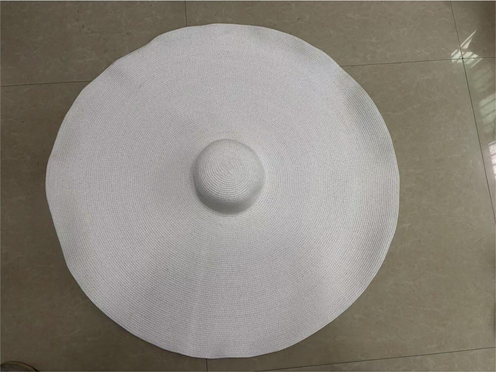 

Diameter cm Big brim straw hat CM Seaside sunscreen sun hat, travel and vacation straw hat 80CM білий