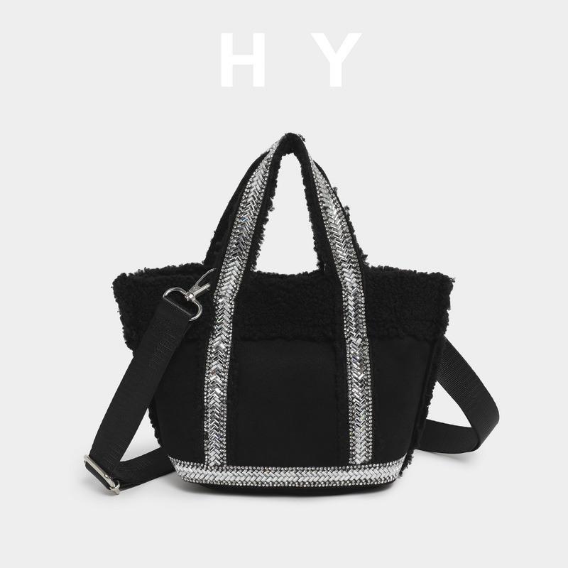 

Korean & Japanese Rhinestone Large Tote Handbag for Women чорний