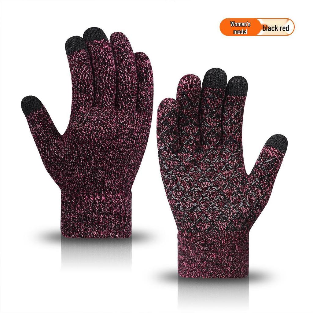 "Warm Knitted Touchscreen Gloves for Couples: Thick Non-Slip Wool, Men’s & Women’s Winter Design."