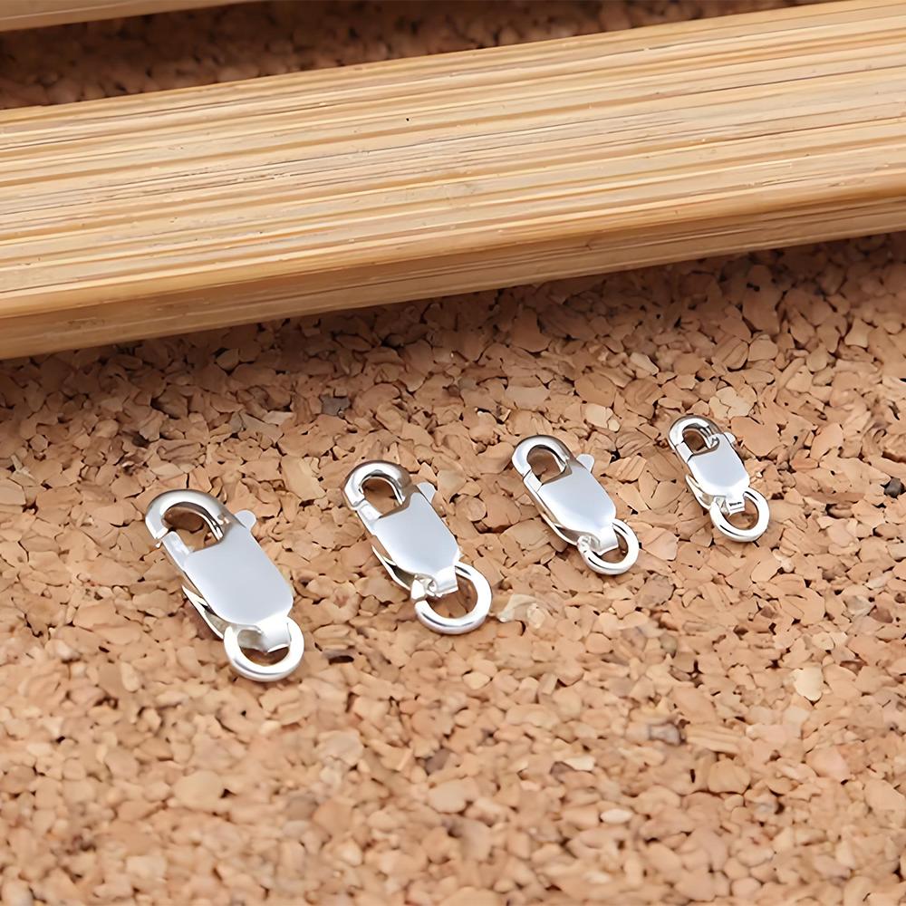 925er Sterlingsilber Schmuckzubehör Halsketten-Kettenglied-Verbinder Verschluss Feine Schmuckaccessoires Quadratische Form Karabinerverschluss