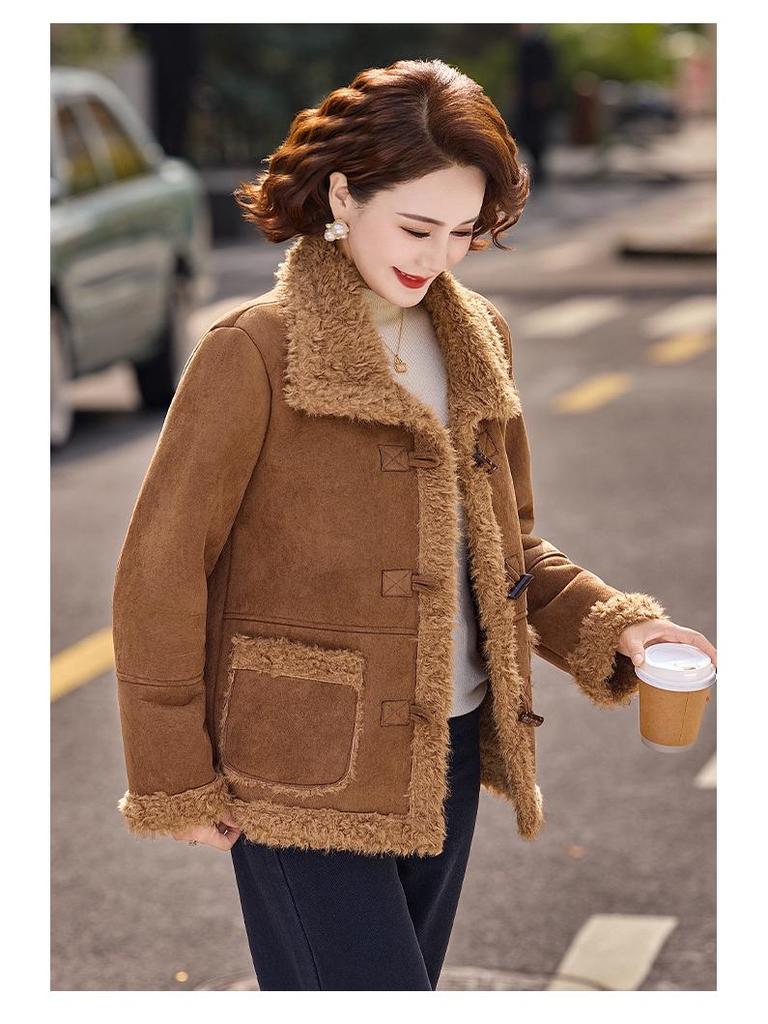 Women's Plus Velvet Warm Coat for Ages 40-60: Middle-Aged and Elderly Fashion
