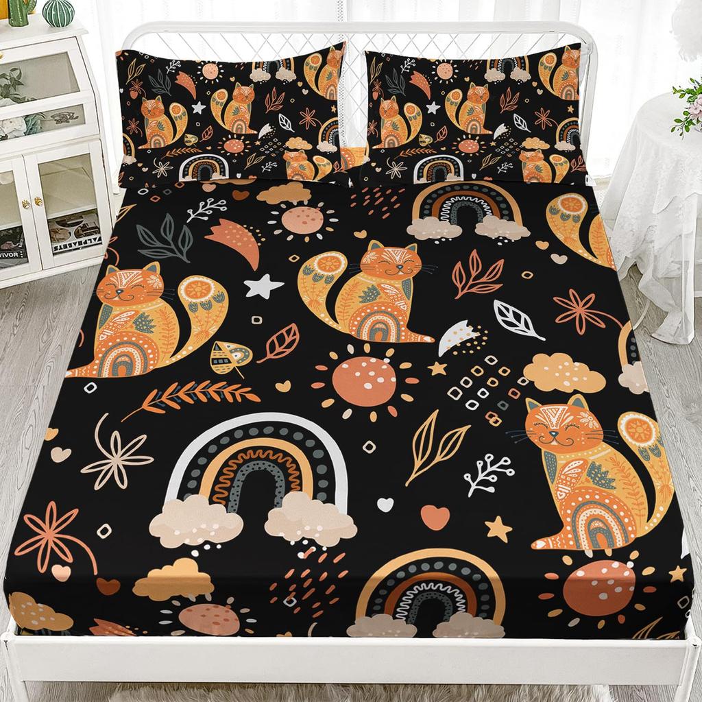 Animal Cartoon Pattern Bed Hat Three-Piece Digital Printing Bedding Bed Hat Three-Piece Set Children And Adults