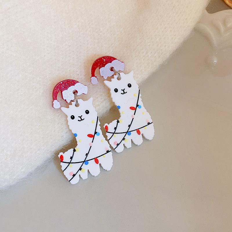 Silver Needle Snowflake & Snowman Alpaca Holiday Stud Earrings - Sweet Fashion Trend