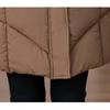 Winter Women Medium To Long Cotton Jacket Thickened Warm Casual Stand Collar Hooded Parker Coat Solid Color Warm Cotton Jacket