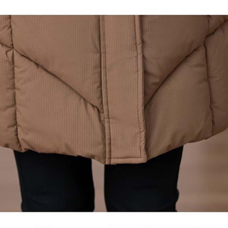 Winter Women Medium To Long Cotton Jacket Thickened Warm Casual Stand Collar Hooded Parker Coat Solid Color Warm Cotton Jacket