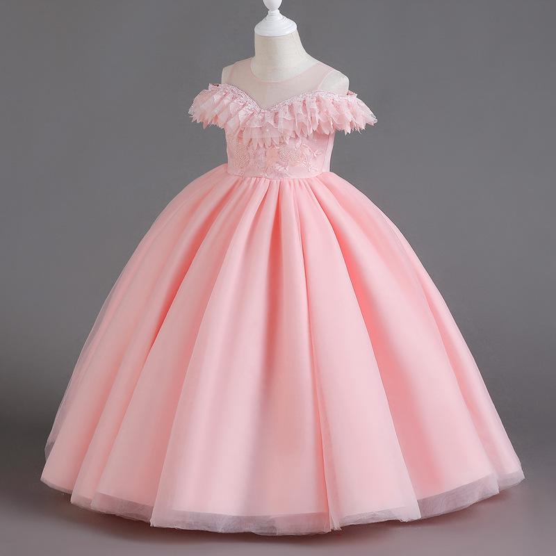 Children's Elegant Fluffy Princess Gown for Little Girls - Wedding, Host, or Piano Performance Dress