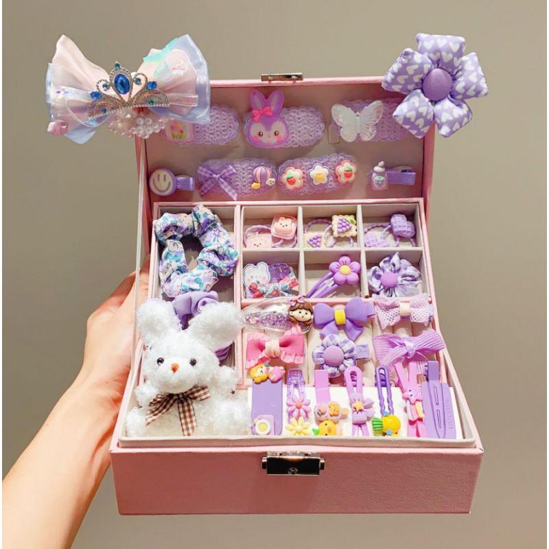 Strawberry Bear Hair Accessories Gift Set Girls Princess Theme Clips Headband Kit 3-10 Years