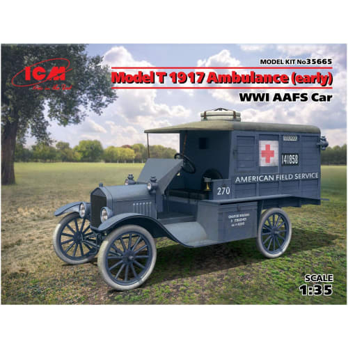 

ICM 1/35 Scale Model T Ford 1917 Early Model Ambulance AAFS Plastic Model 35665