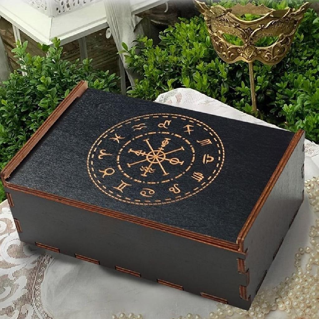 Spiel Tarots Karten Box Astrologie Schmuckstücke Box Holz Tarots Karten Lagerung Fall Container für Wahrsagen Hexen