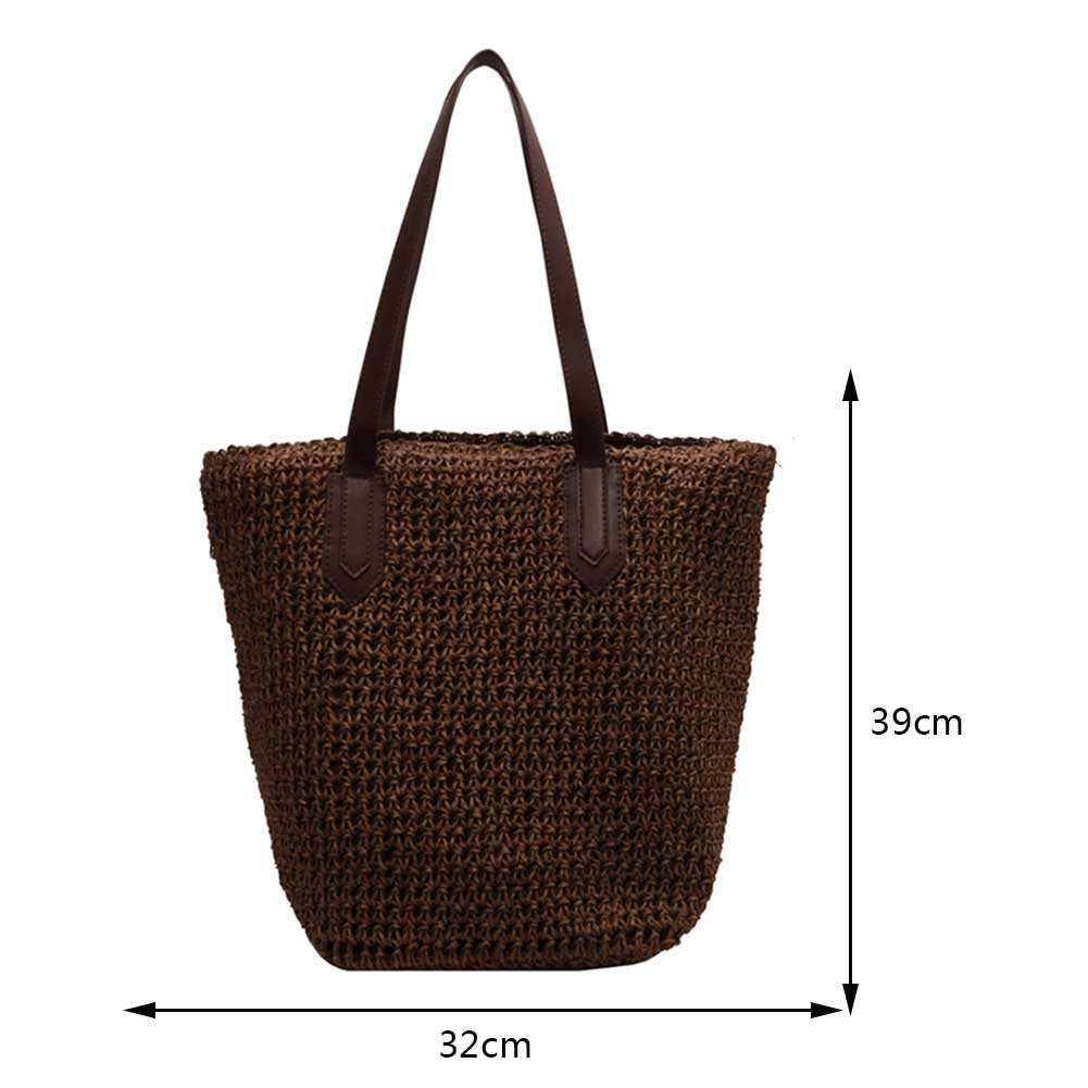 Women Shouder Bag Solid Straw Underarm Pouch Bohemian Woven Armpit Bag Summer Beach Large Knitted Bag Crochet Tote Handbag