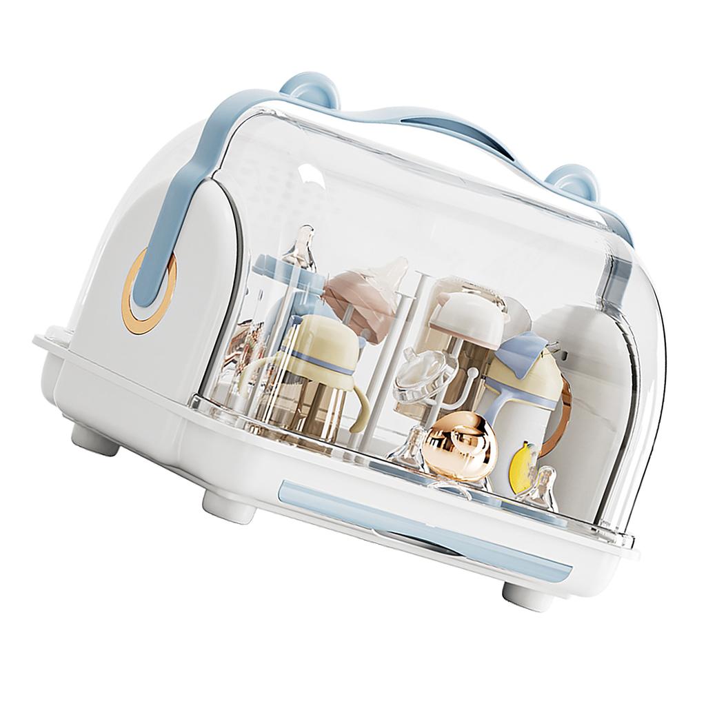 Baby Bottle Storage Box with Lid Dustproof Drying Rack Plastic Cabinet   for Toddler Tablewares