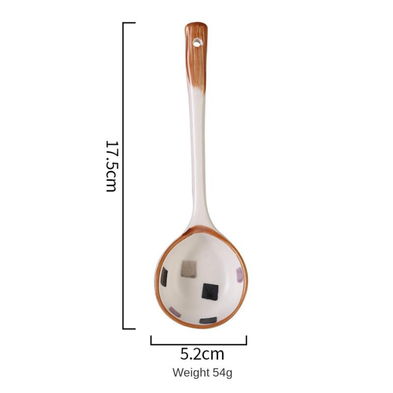 Keramisk soppsked Japansk stil Kreativ grov keramik Handmålad keramisk sked Kaffe Mjölk Dessertsked Kreativt bordsserv